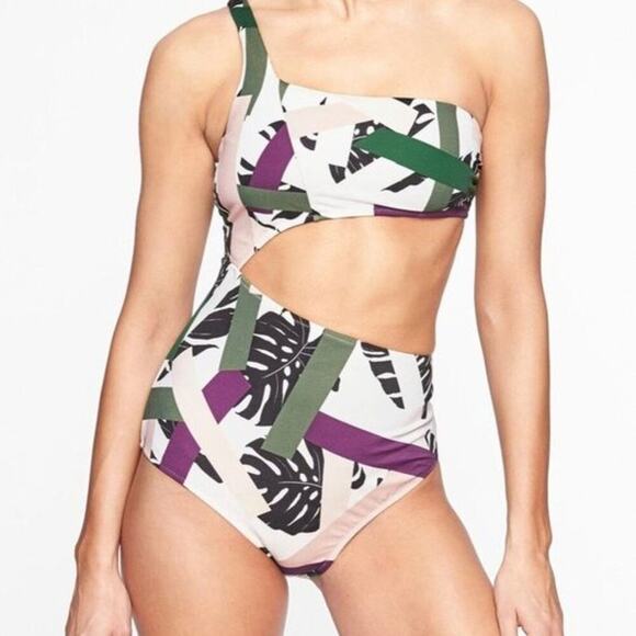 Athleta Other - Athleta Women's Geo Cut Out One Piece Swimsuit in Tropical Palm Print